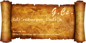 Günsberger Csák névjegykártya